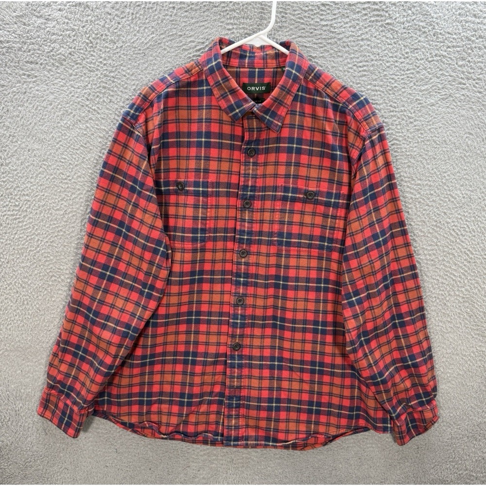 Orvis Shirt Adult XL Multicolor‎ Plaid Flannel Outdoors Workwear Camping Chore